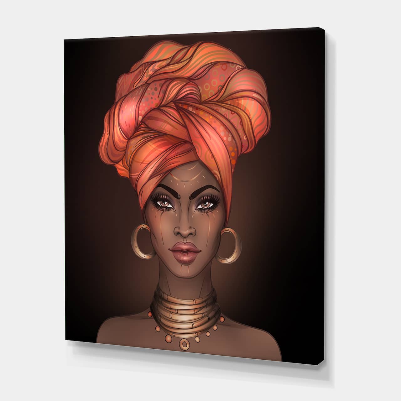 Designart - African American Woman with Turban V - Modern Canvas Wall Art Print